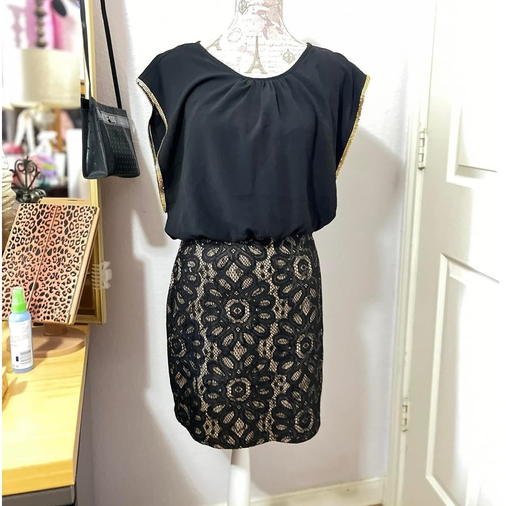 Black and Gold Lace Dress